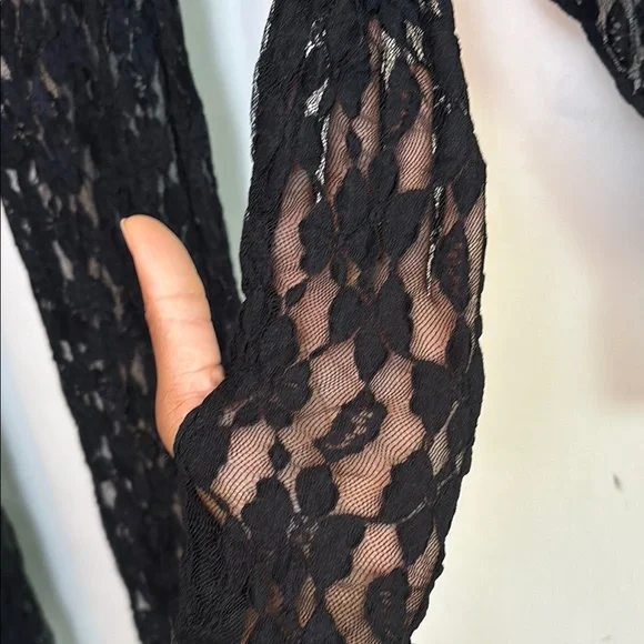 ZARA Black Lace Bodysuit and Pants Set - Picture 9 of 9